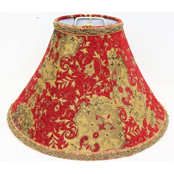 Tapestry Lampshade Red Gold Lg Bell Decorative Fancy Velvet Baroque Victorian - Picture 3 of 7